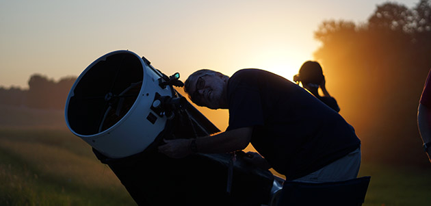 siu professors using telescope